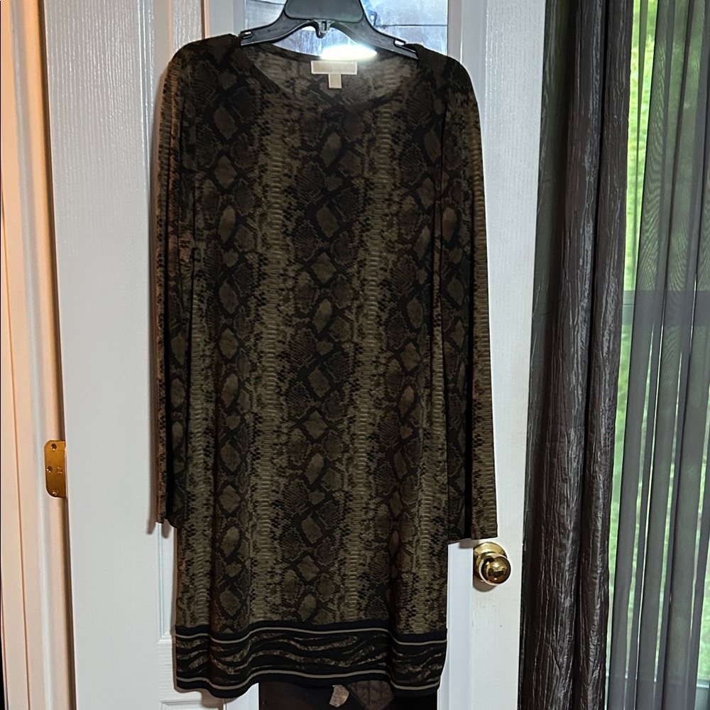 Michael Kors Snake Print Long Sleeve Dress